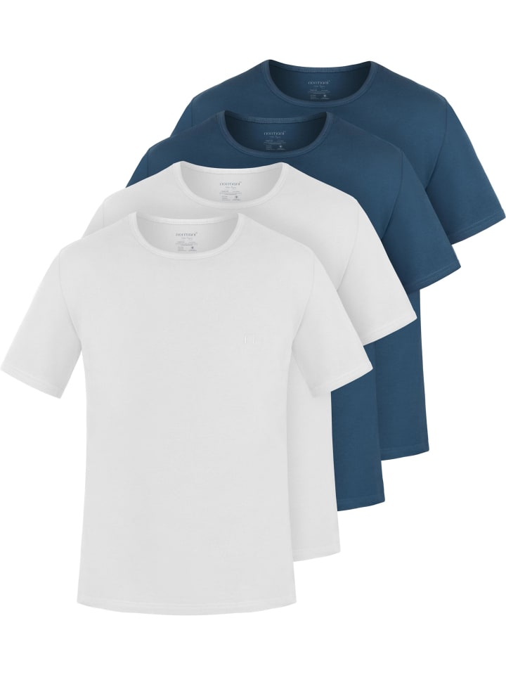 

Normani Комплект из 4 мужских футболок из органического хлопка от Nyons в цветах: темно-синий/темно-синий/белый/белый