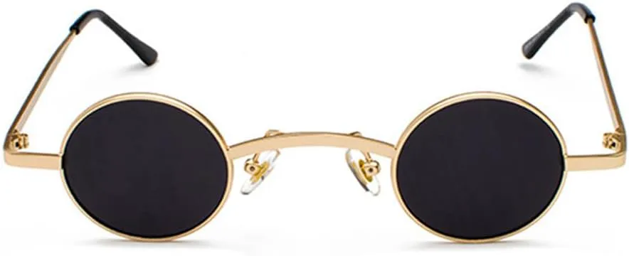 

Металлические круглые солнцезащитные очки с заклепками UV400 в стиле панк для женщин и мужчин, для занятий спортом на открытом воздухе и путешествий UYPTK, Black-grey