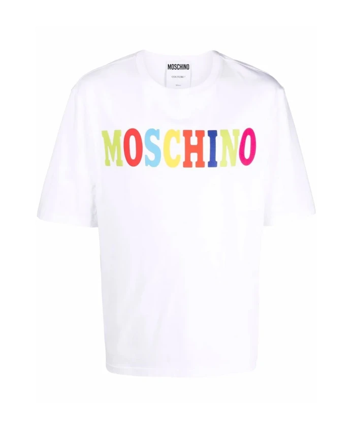 

Хлопковая футболка с логотипом Moschino, белый