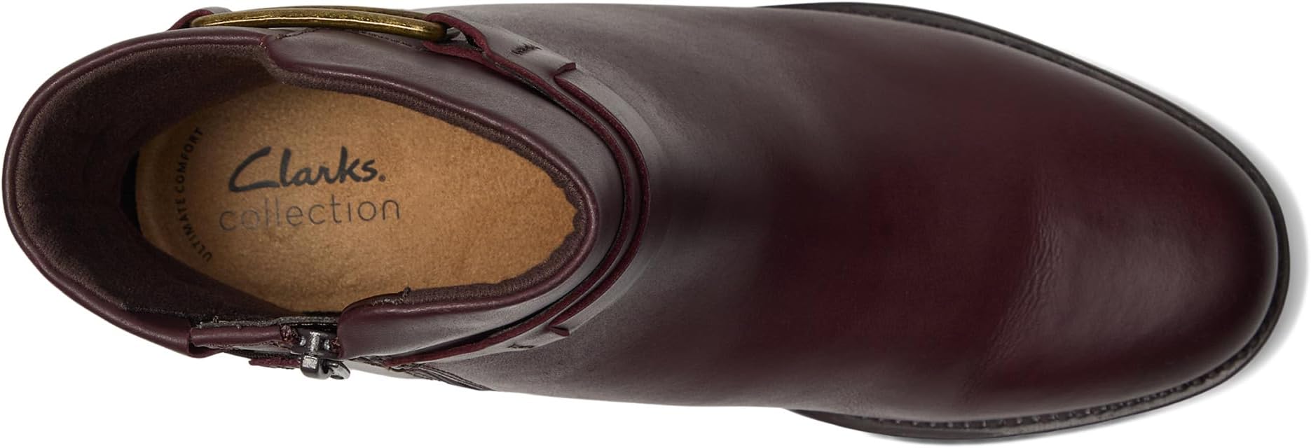 Ботинки женские Clarks Maye Bella кожаные с декоративной пряжкой, бордовый — фото 2