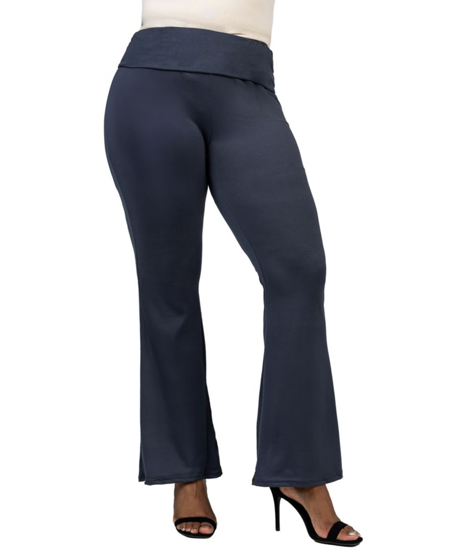 

Черные спортивные штаны-клеш большого размера с отворотом на талии 24seven Comfort Apparel, Charcoal