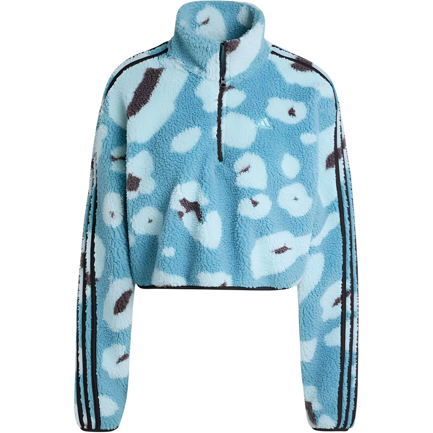 Free Shipping With AdiClub Essentials 3 Stripes Animal Print High Pile укороченная толстовка на четверть молнии Adidas, синий