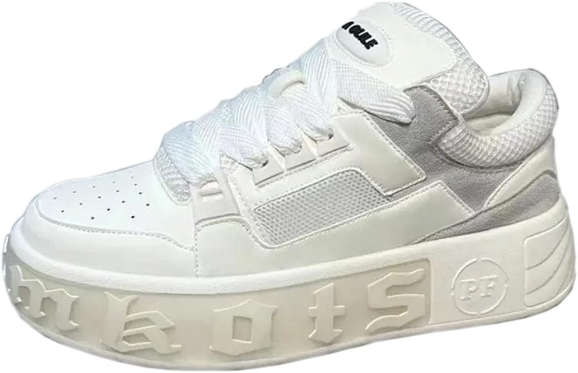 

Мужские кроссовки на платформе Lanverth с дышащей сеткой и эластичной вставкой для повседневной ходьбы и походов, белый