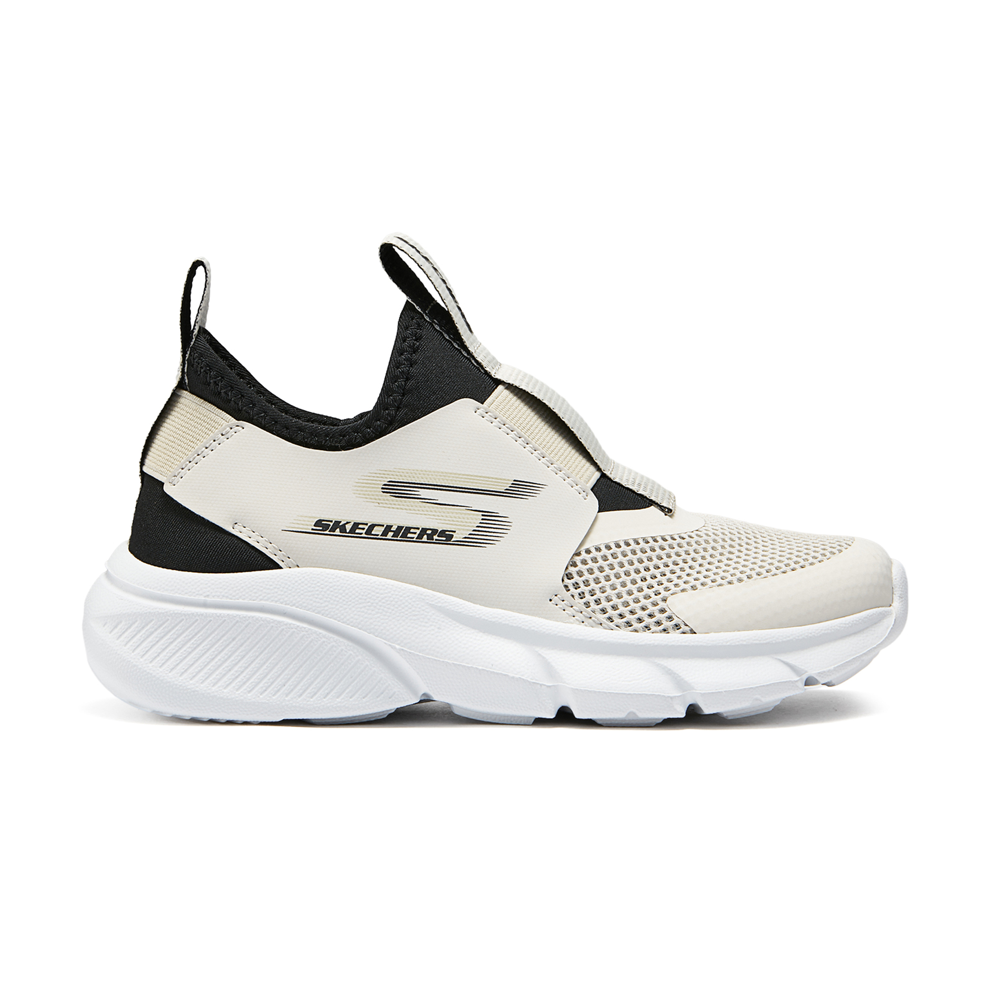 Skechers Kids Детские кроссовки с низким верхом, нескользящие, устойчивые к истиранию, отводящие влагу, черно-бежевого цвета — фото 2