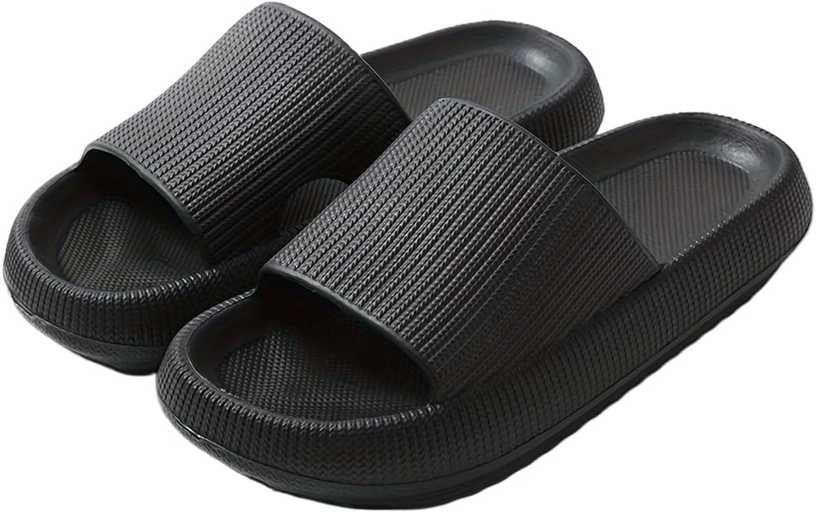 

Супер удобные унисекс тапочки - дышащие с открытым носком, с мягкой EVA подошвой и нескользящей поверхностью для домашних занятий для мужчин и женщин - мягкие, легкие и уютные для отдыха дома Fmshi, черный