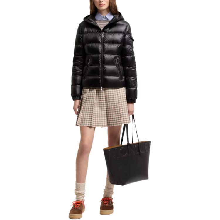 SS26 Glesse Куртка с капюшоном и коротким пуховиком Moncler, черный — фото 3