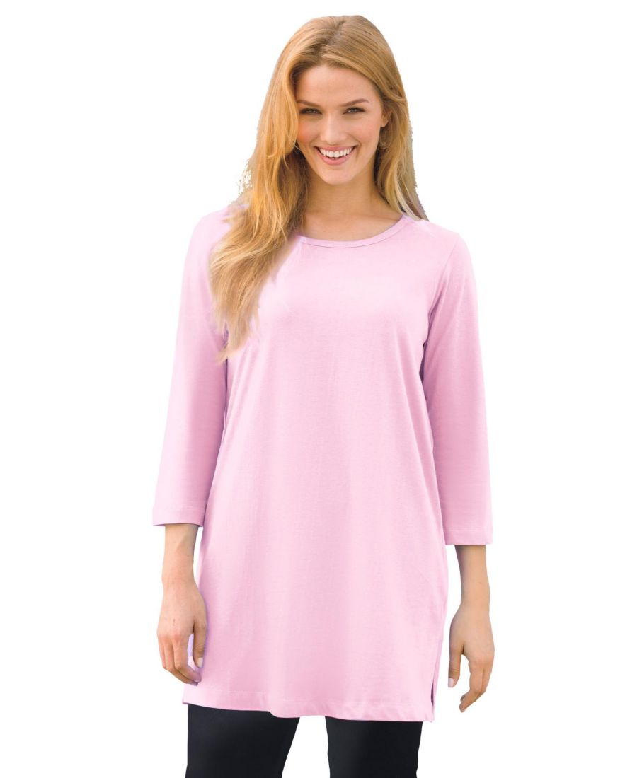 

Женская туника Within Perfect с рукавами три четверти и вырезом-лодочкой Woman Within, Pink