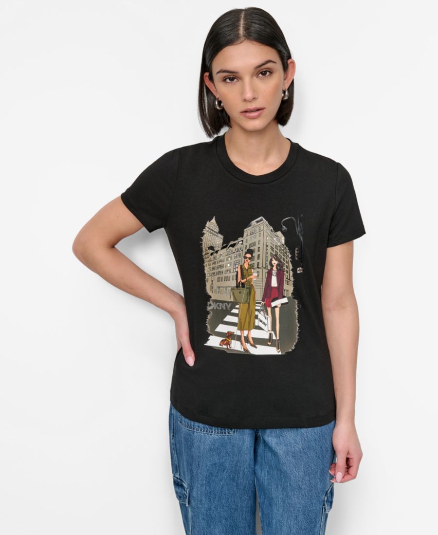 

Женская футболка с круглым вырезом Fifth Avenue Conversation DKNY, Black, Черный, Женская футболка с круглым вырезом Fifth Avenue Conversation DKNY, Black