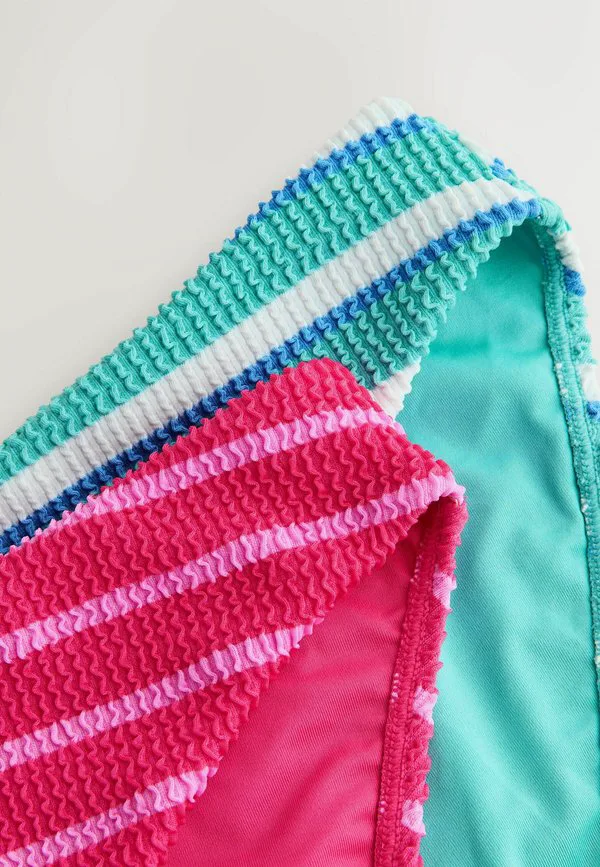 Комплект из двух высоких плавок от бикини Next, Pink Aqua White Crinkle Stripe — фото 4