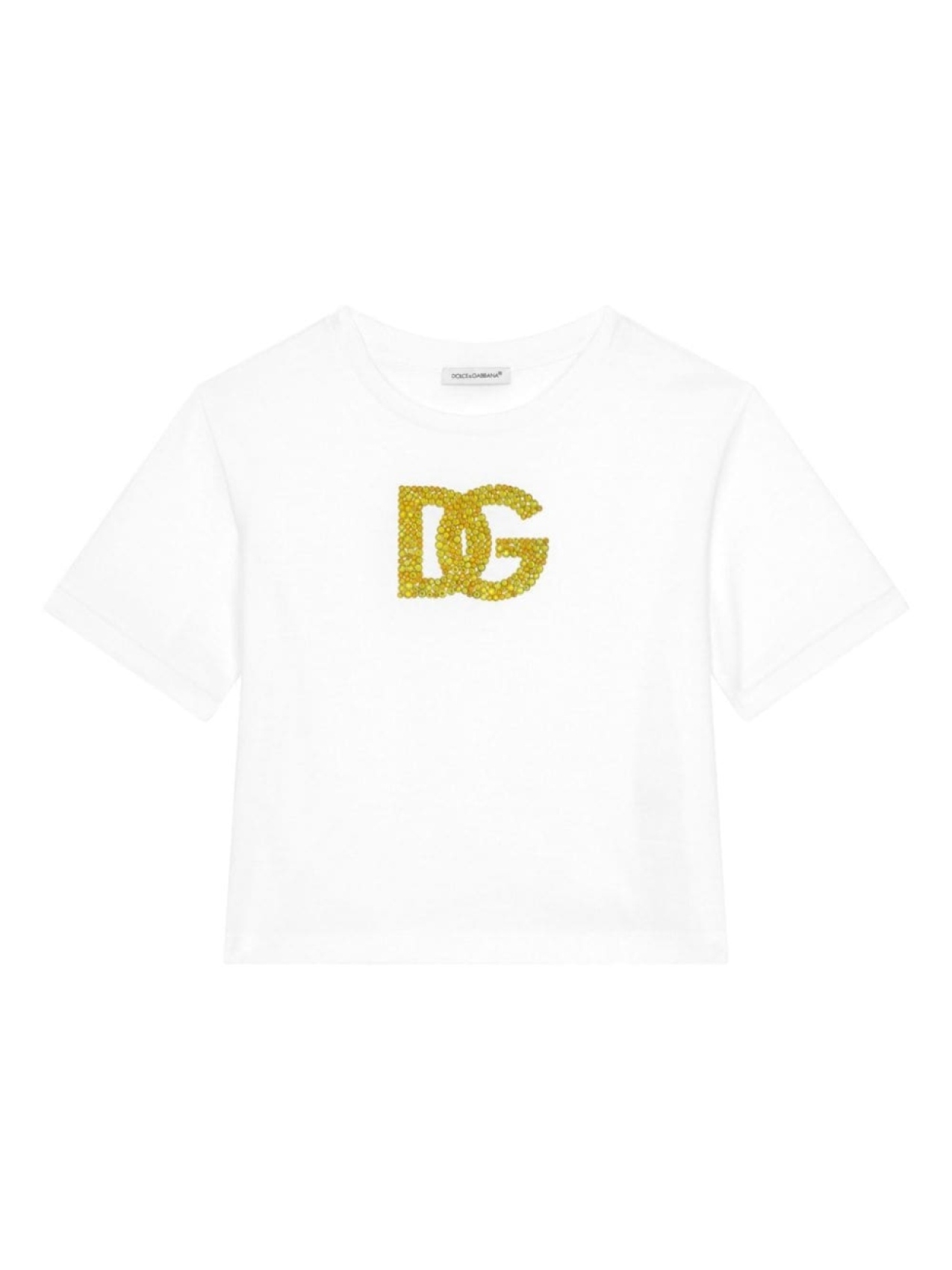 

Dolce & Gabbana Kids футболка с логотипом и стразами, белый