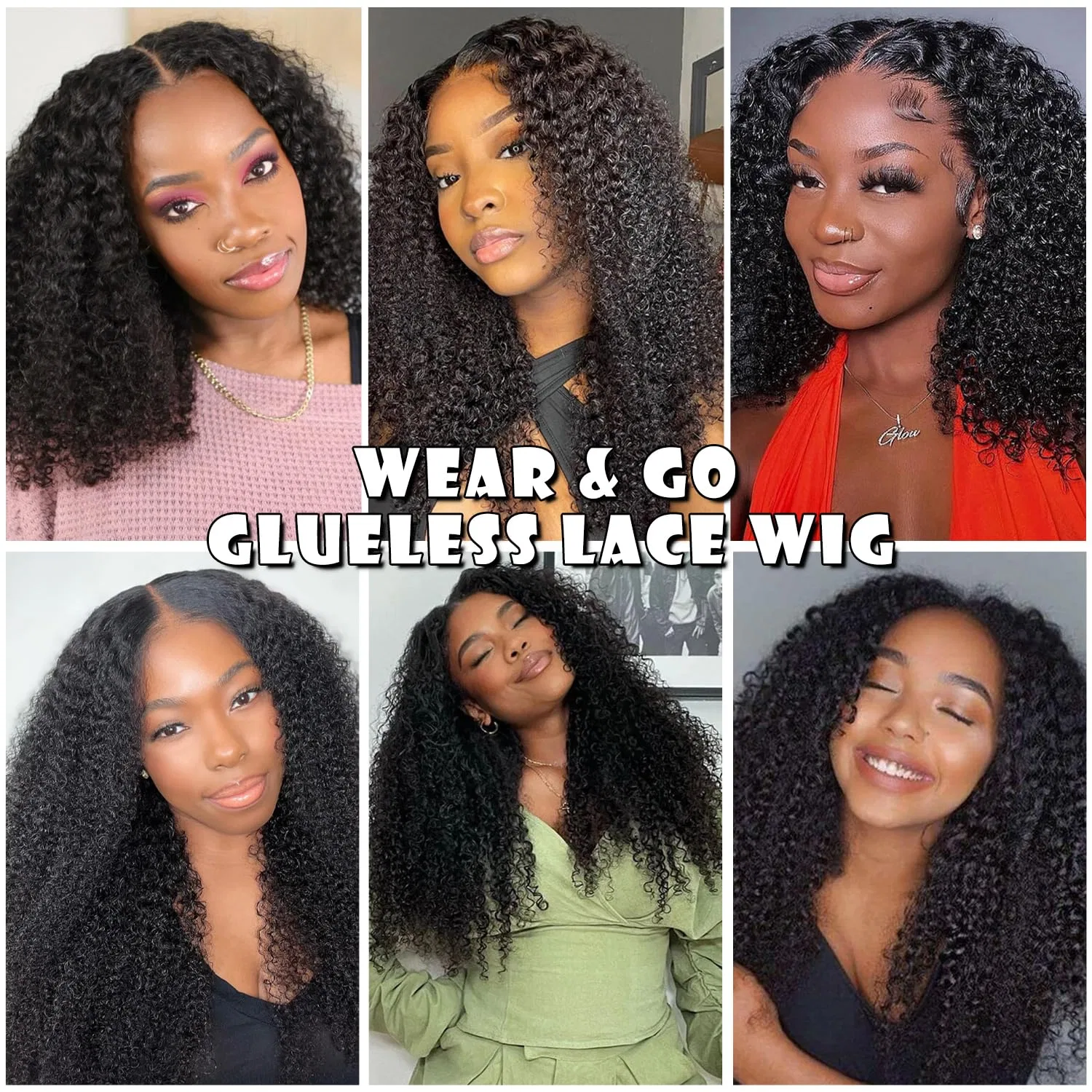 Женский парик «Kinky Curly» из натуральных волос с кружевной вставкой 4x4 Ifly, Natural Black Kinky Curly Lace Wig — фото 2