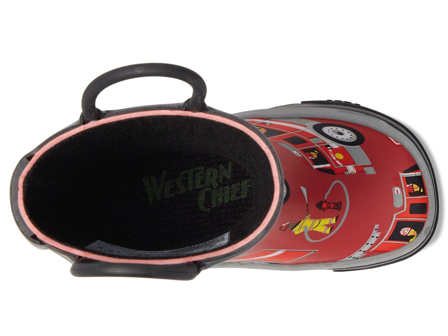 

Ботинки Western Chief Kids Fire Truck Rescue Tread Loop Boot (Toddler/Little Kid/Big Kid), красный