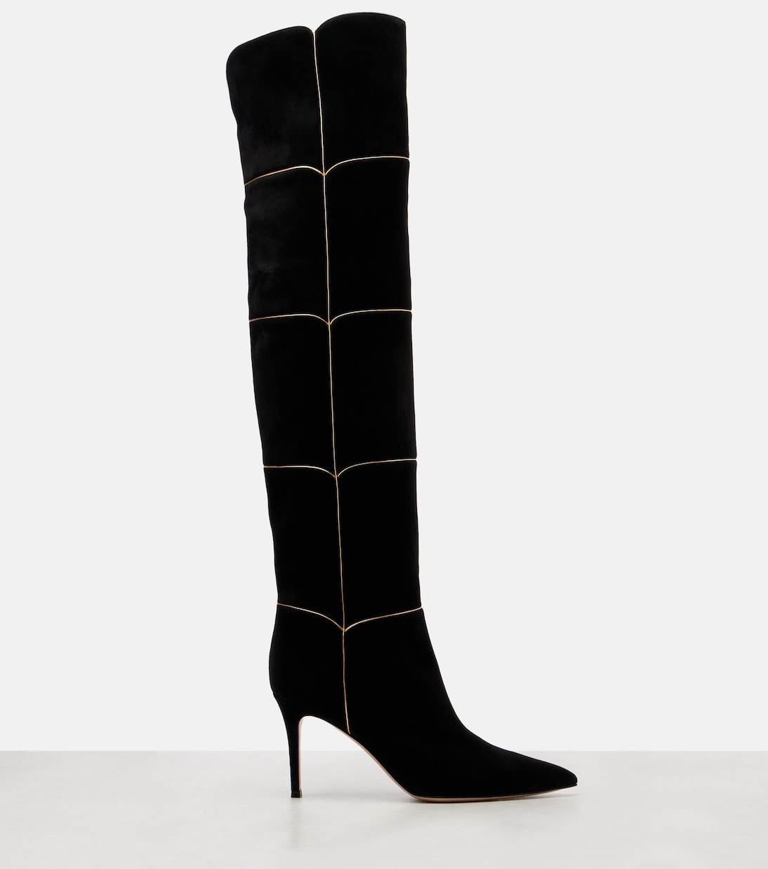 Замшевые сапоги Cuissard 85 до колена Gianvito Rossi, Black + Mekong — фото 4
