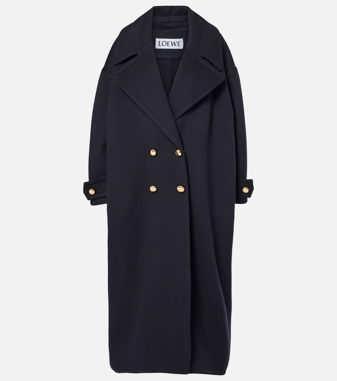 

Пальто из шерсти галечного цвета Loewe, цвет midnight blue
