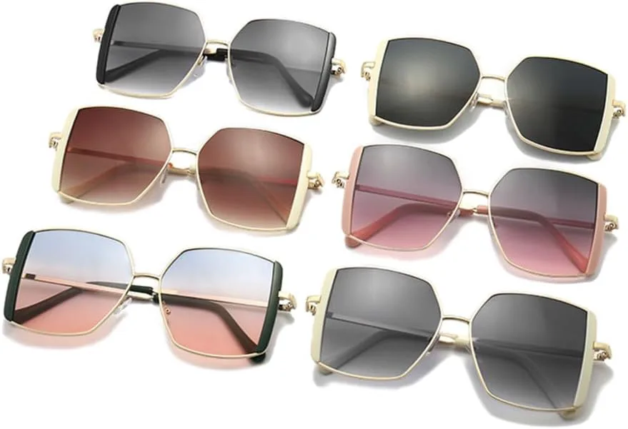 

Солнцезащитные очки с градиентным переходом цвета для женщин и мужчин, очки для вождения, металлические солнцезащитные очки в винтажном стиле HDUBFY, Beige Black