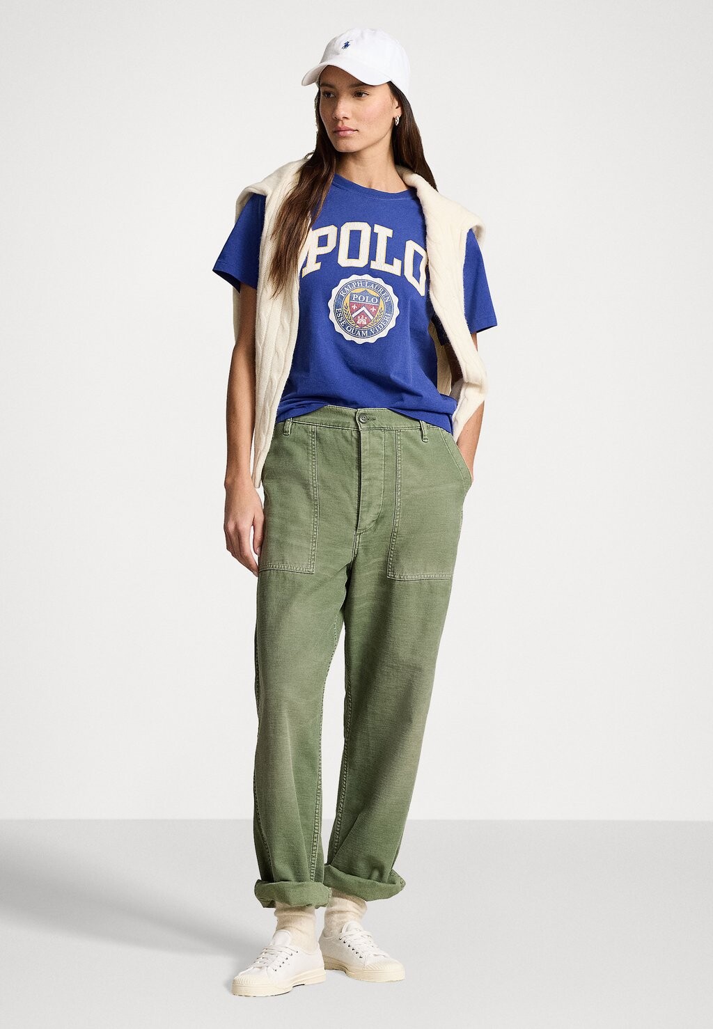 

Футболка с принтом LOGO CREST COTTON JERSEY TEE Polo Ralph Lauren, синий