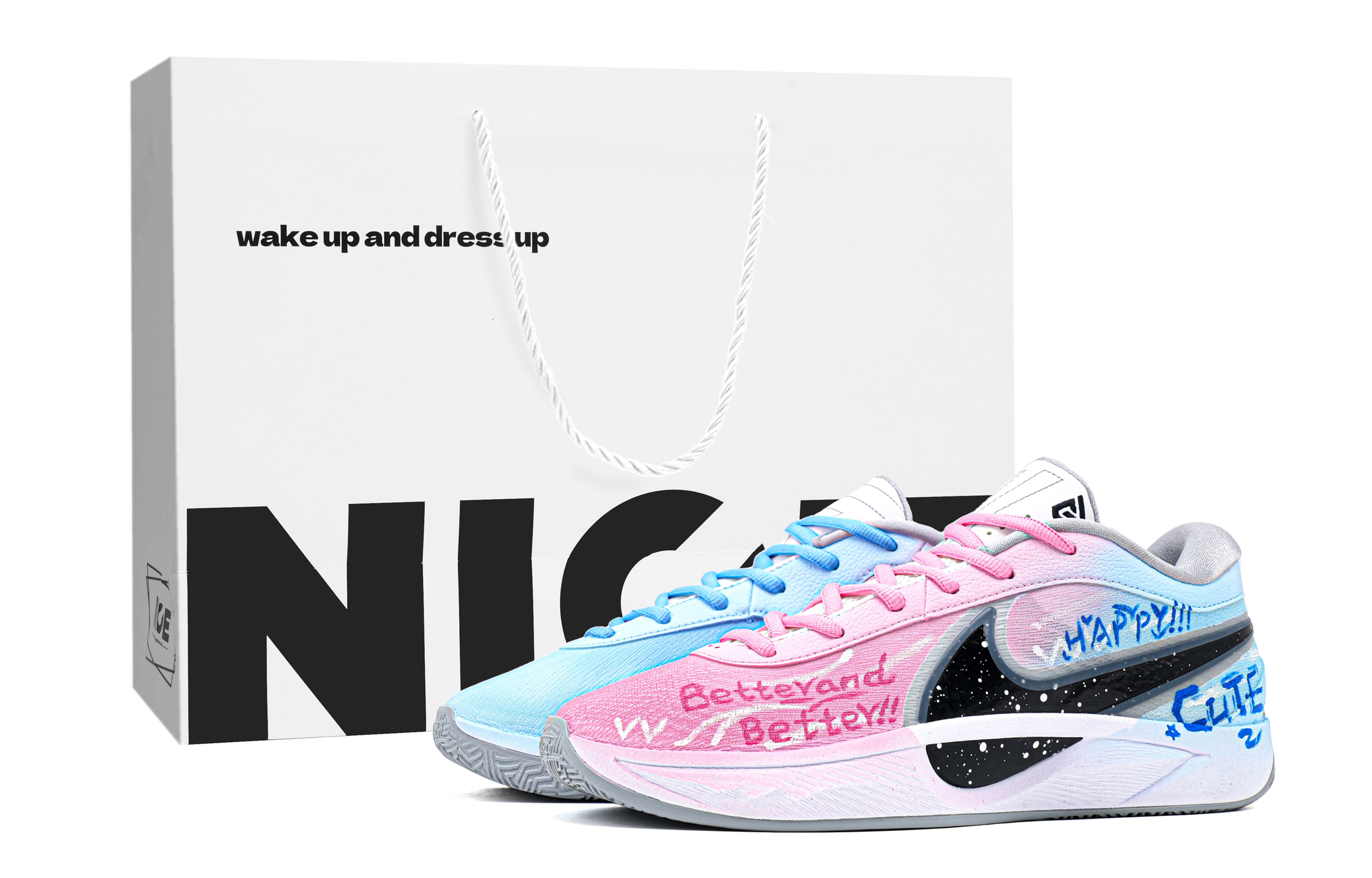

Nike Баскетбольные кроссовки Giannis Freak 6 Super Player, легкие, нескользящие, низкие, мужские, сине-розовые