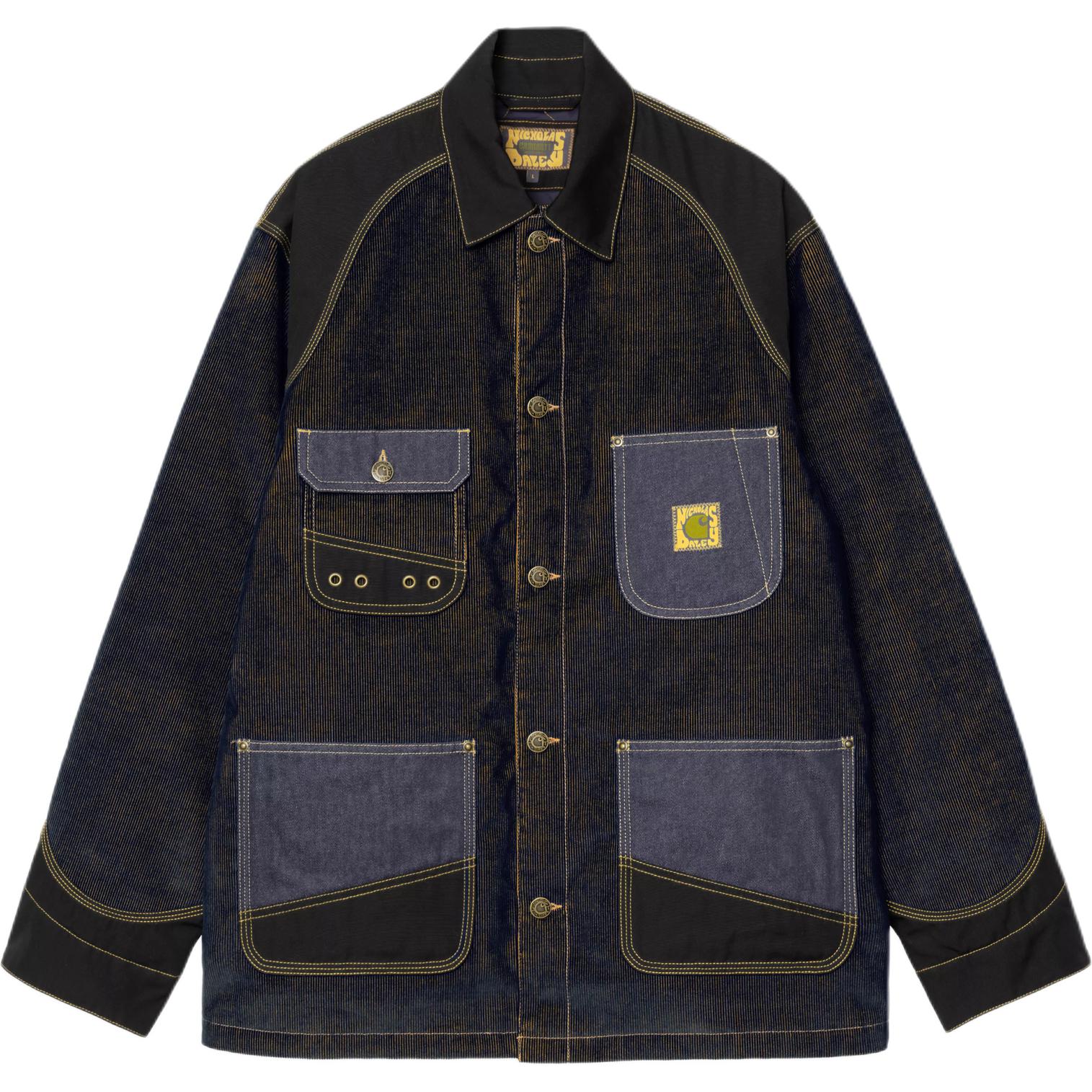 

Куртка с карманами в стиле пэчворк от Nicholas Daley Carhartt WIP, темно-marine синий/mustard желтый