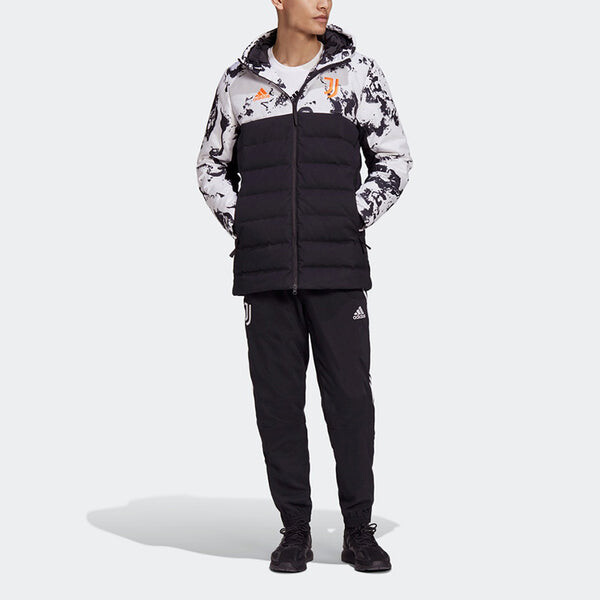 Пуховик adidas Juventus Soccer/Football Sports Colorblock hooded down Jacket Black White Colorblock, белый — фото 3