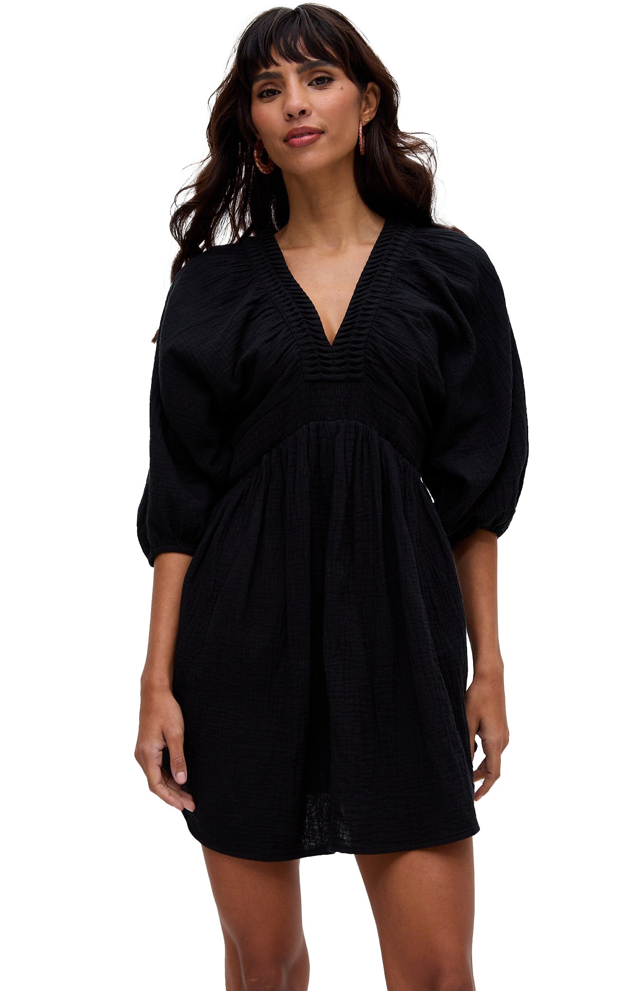 

Женское мини-платье Soipoi от Raffya с V-образным вырезом и рюшами Raffya, черный