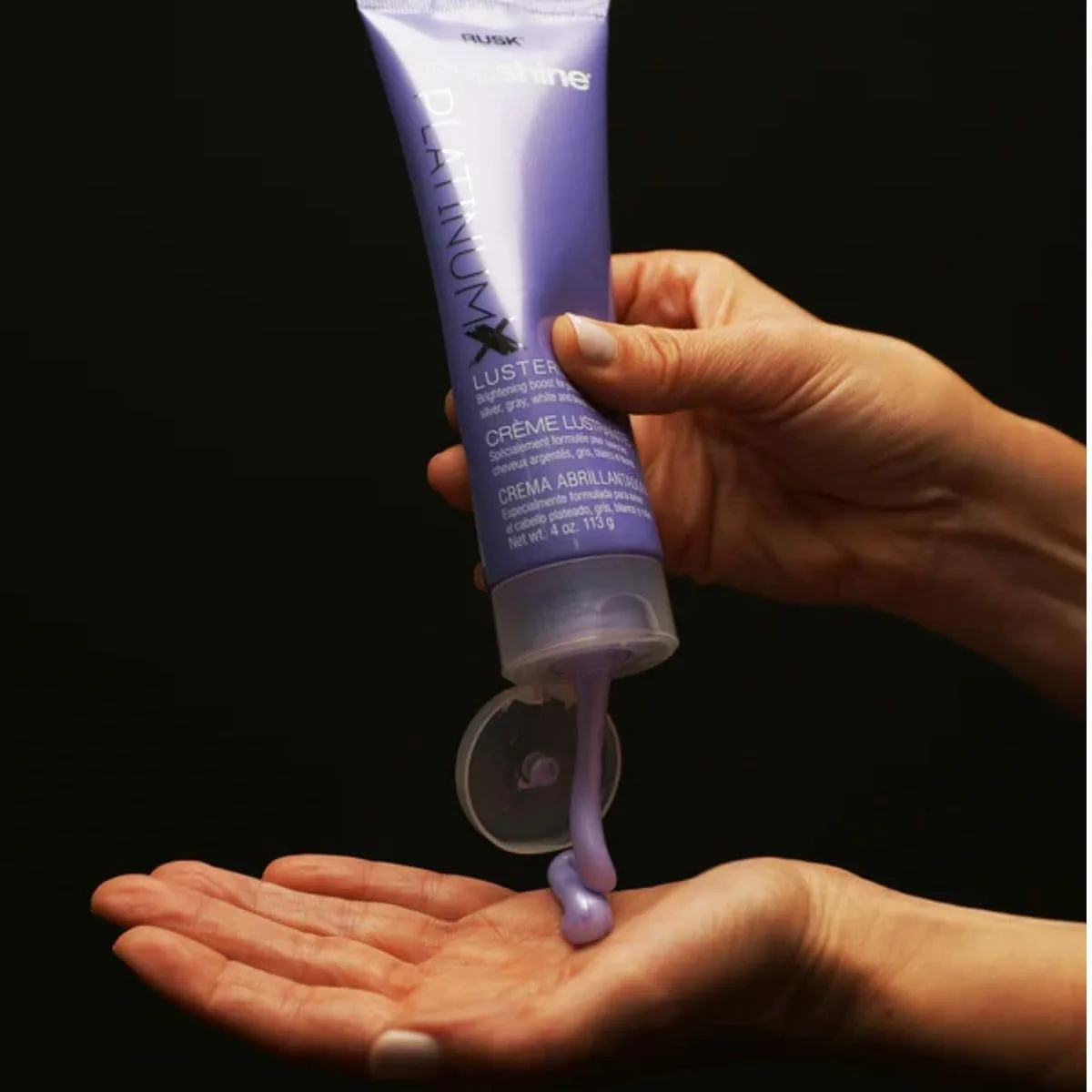 RUSK Deepshine PlatinumX Violet Lusterizer - крем для укладки, усиливающий цвет для обесцвеченных волос, против желтизны, для контроля пушистости и блеска (113 г) — фото 2