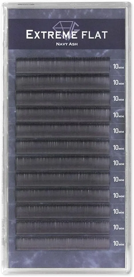 Ресницы для наращивания Flat Rush D Curl Navy Ash 0.20 мм 11 мм GLAMORIZE