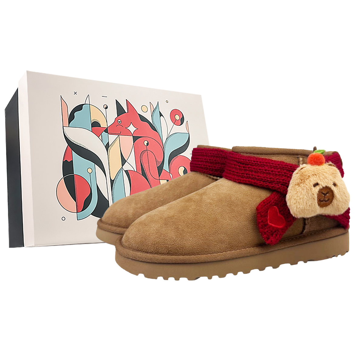 Ботинки Ugg Women's Classic Ultra Mini, каштановый/Капибара с апельсинами/box