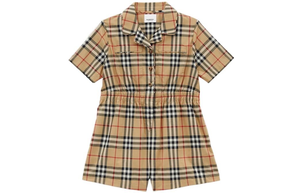 

Комбинезон детский Burberry в винтажную клетку, хаки