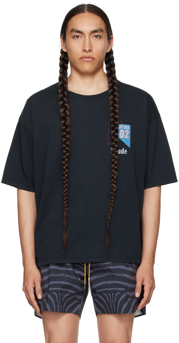 

Эксклюзивная черная футболка SSENSE '02' Rhude