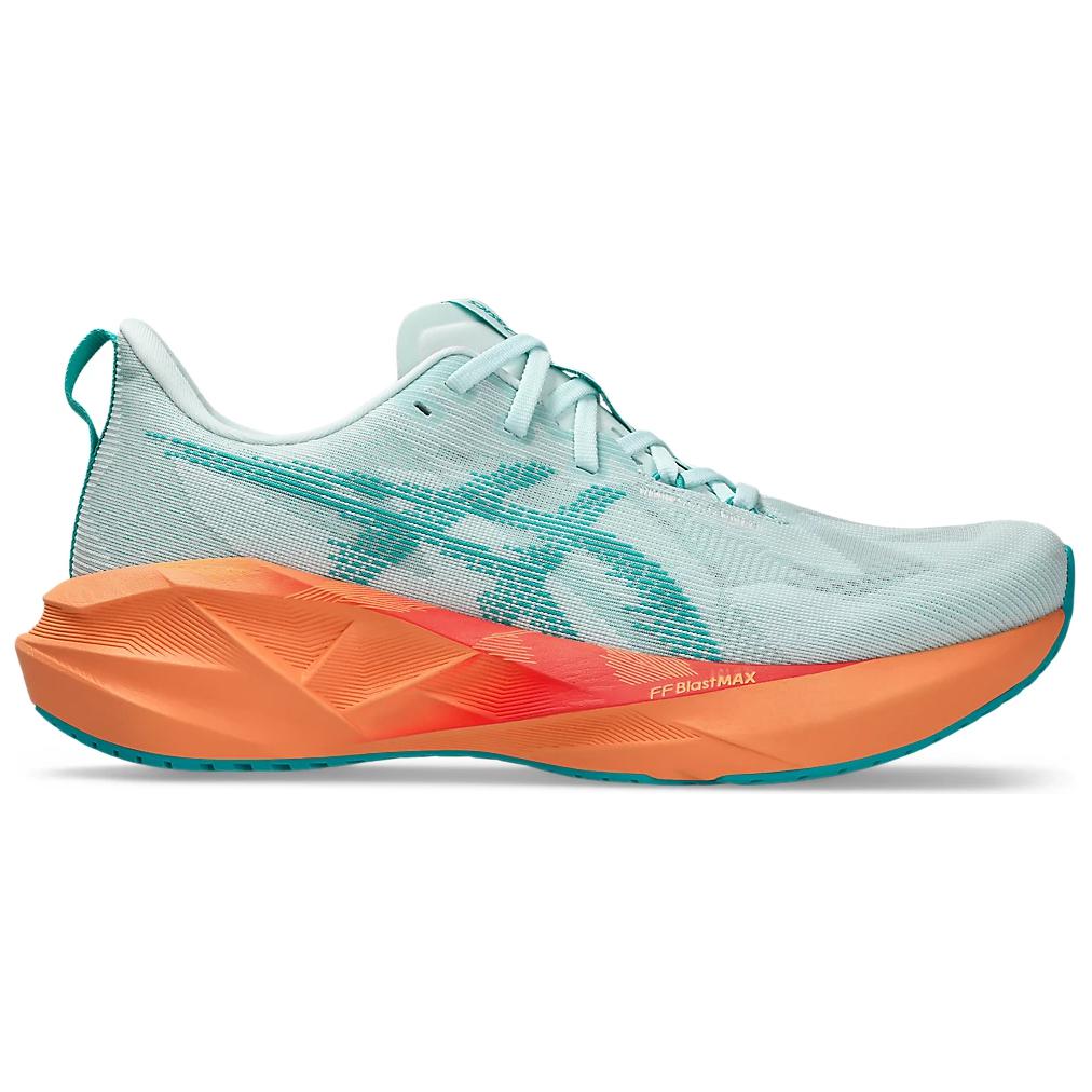 Новейшая модель Novablast 5 Soothing Sea Wave в цвете бирюзово-оранжевом от Asics, сине-оранжевый — фото 2
