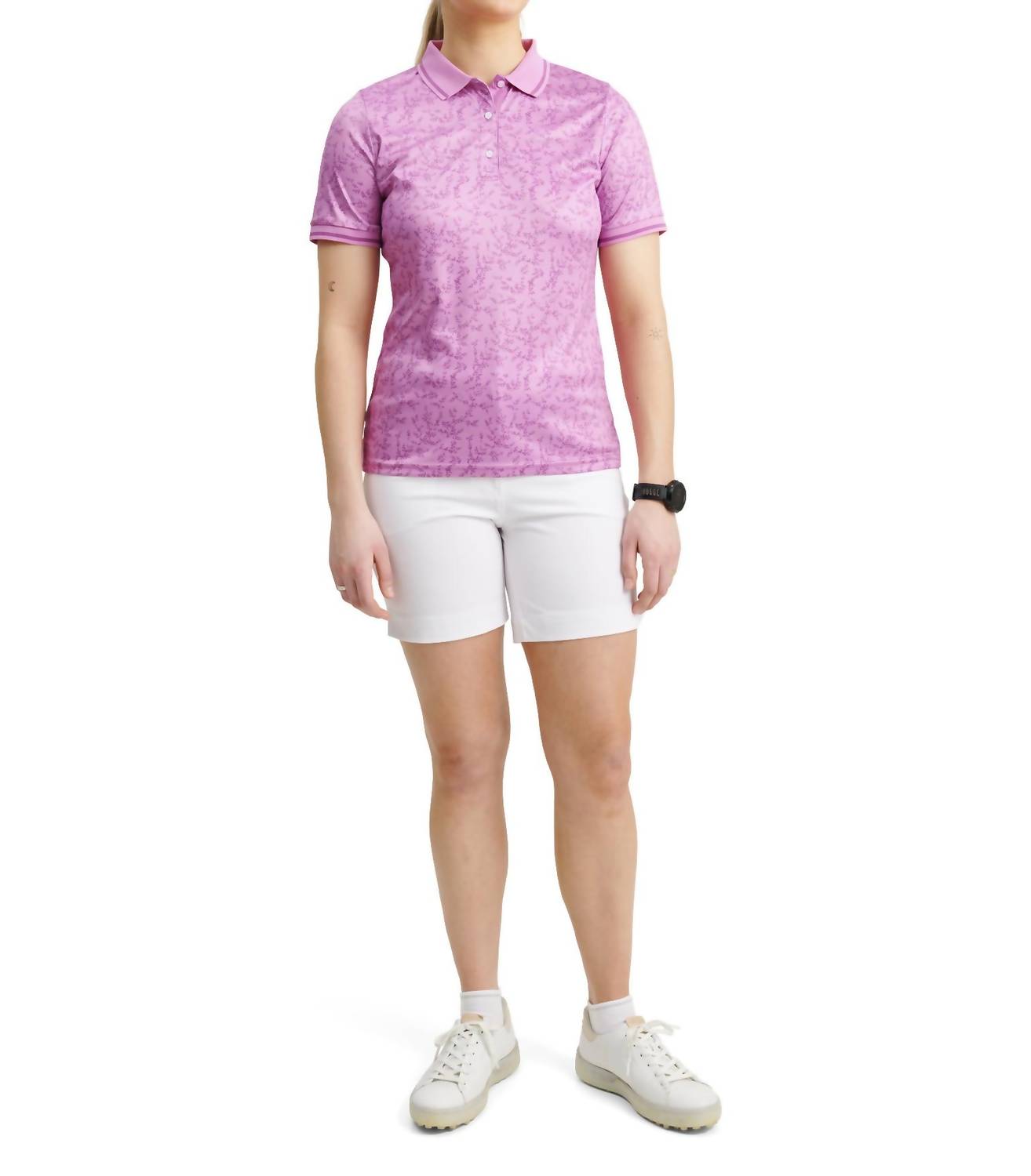

Женское поло вишневого цвета с цветком ириса Abacus Sportswear US, цвет iris flower