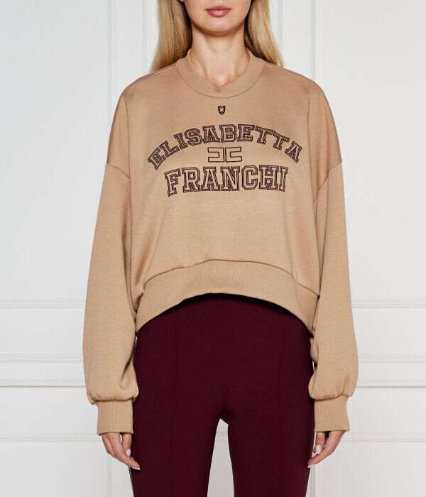 

Толстовка женская Elisabetta Franchi укороченная с круглым вырезом, коричневый