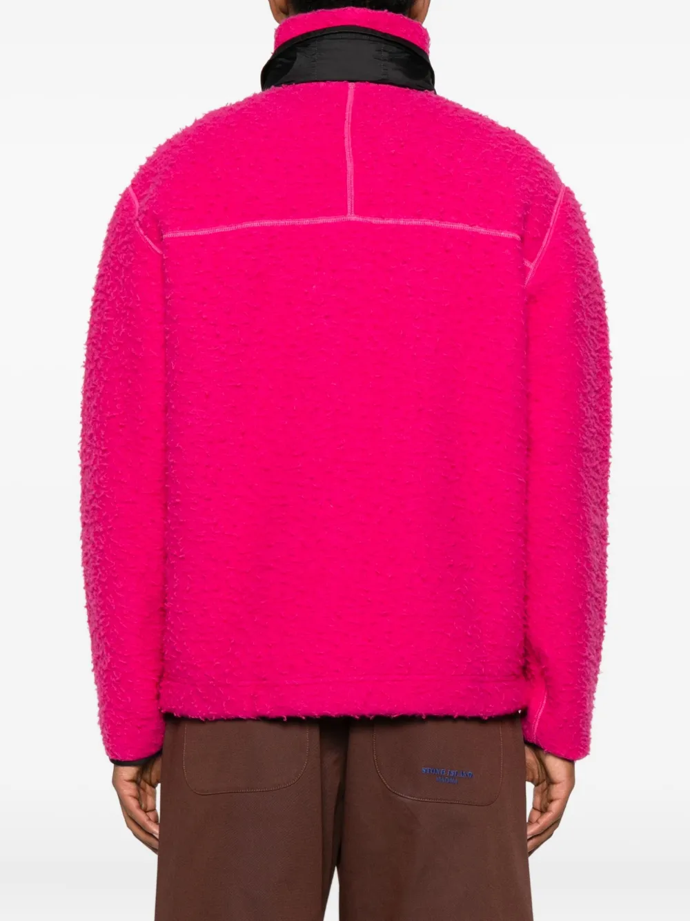 Флисовый свитшот с молнией на половину длины Stone Island, розовый — фото 4