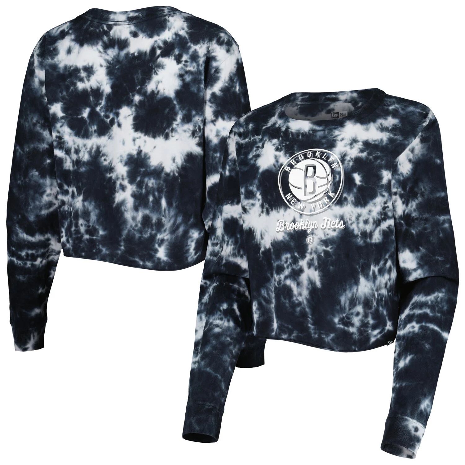 

Черная женская укороченная футболка с длинными рукавами New Era Brooklyn Nets Tie Dye New Era, Черный, Черная женская укороченная футболка с длинными рукавами New Era Brooklyn Nets Tie Dye New Era