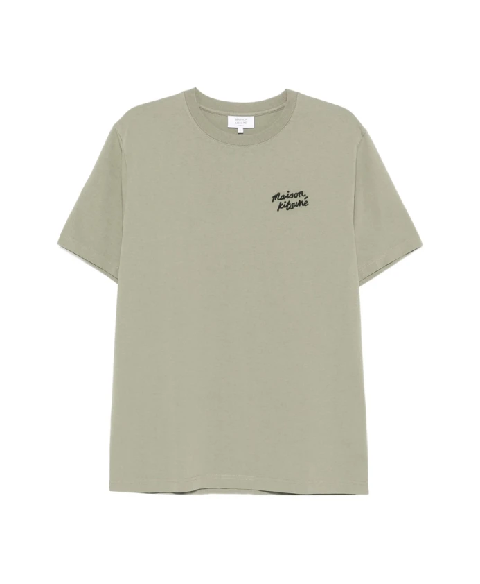 

Футболка с вышитым логотипом и круглым вырезом. Maison Kitsunã, зеленый