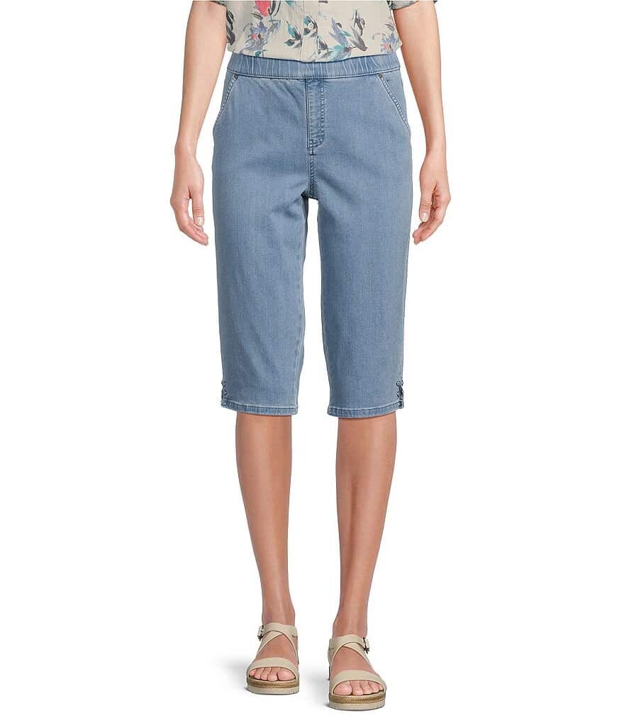 

Джинсовые шорты-скиммер со средней посадкой и отделкой по бокам с розовой отделкой на животе Intro, синий