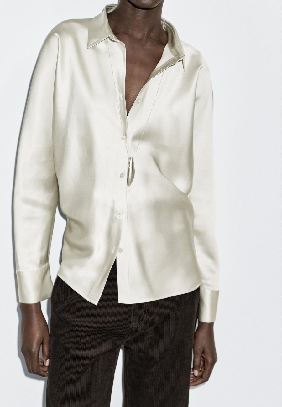 

Блуза Massimo Dutti Button-down blouse, Metal/Silver-Coloured