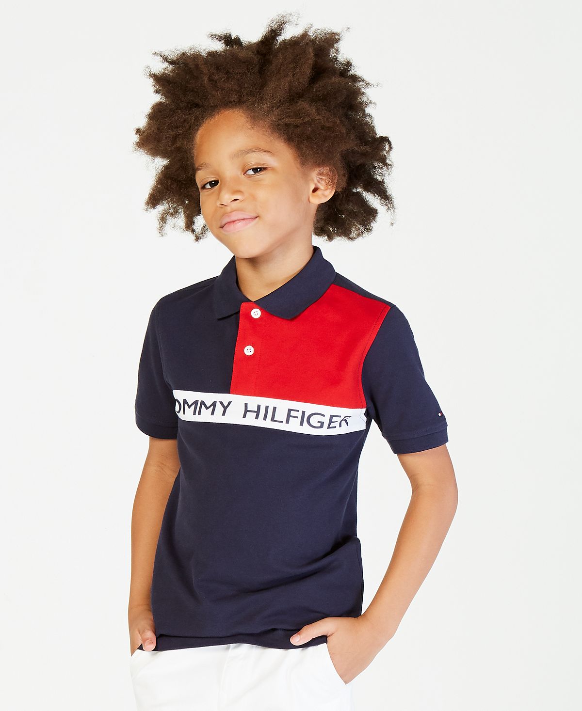 

Поло с цветными блоками и логотипом Big Boys спереди Tommy Hilfiger