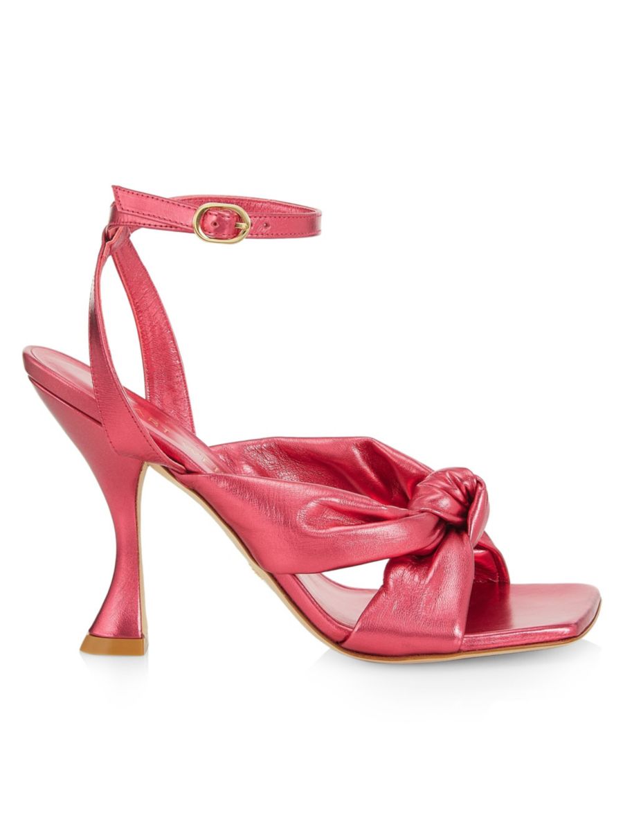 Кожаные босоножки на шпильке Playa Knot Stuart Weitzman, цвет Hot Pink
