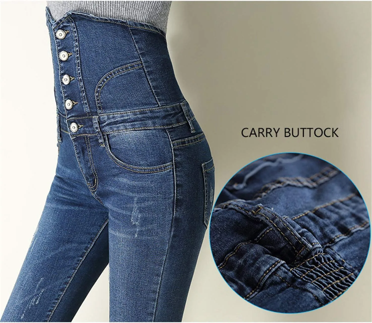 Andongnywell женские скинни джинсы супер высокая посадка stretch slim деним — фото 4