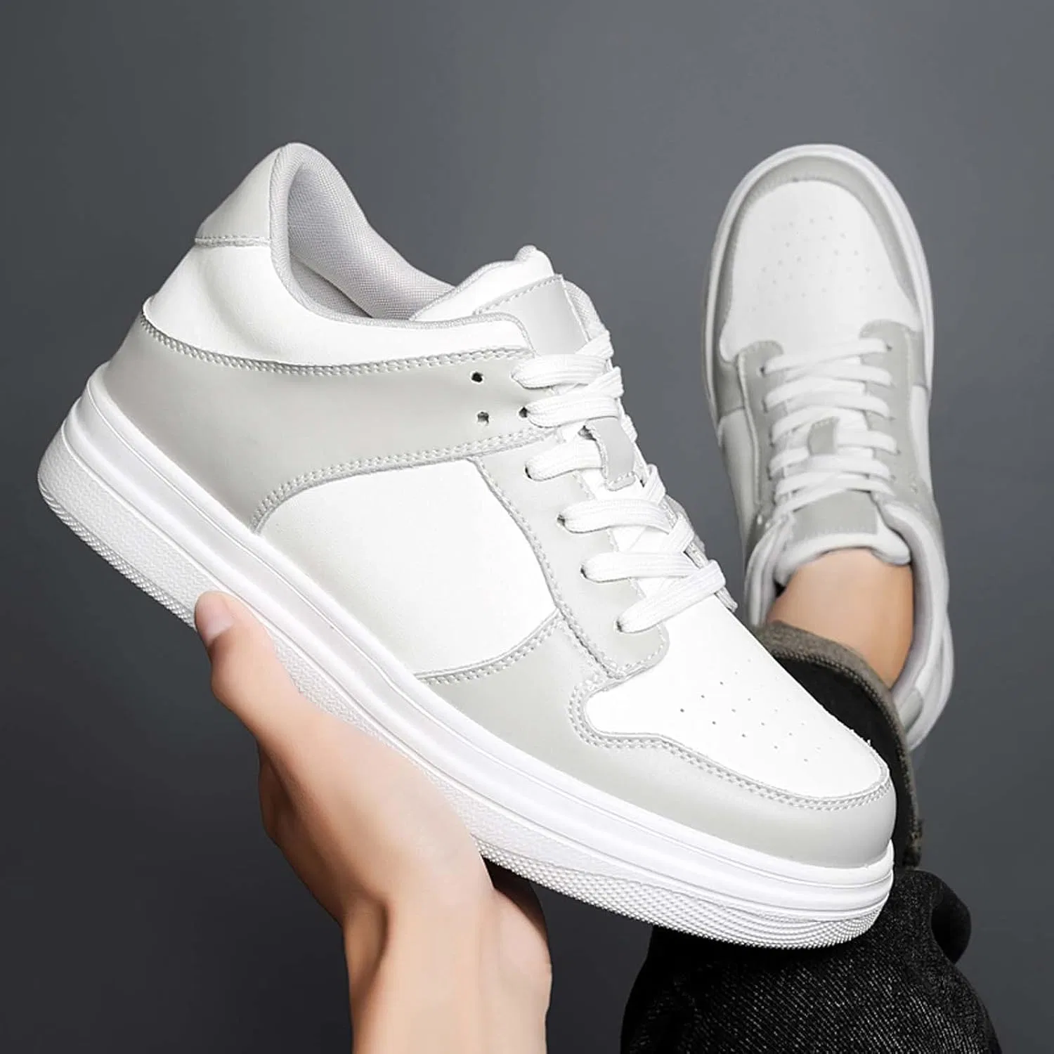 Туфли Herren Schuhe In Größe 45 Lässige Weiße Mit Dicker Innensohle Für Komfort Stil Perfect Für Jeden Achillessehne Schuhe Туфли Herren 38 Jungen Trainingsschuhe Damen Fitnessstudio WVONIF, Grau — фото 4