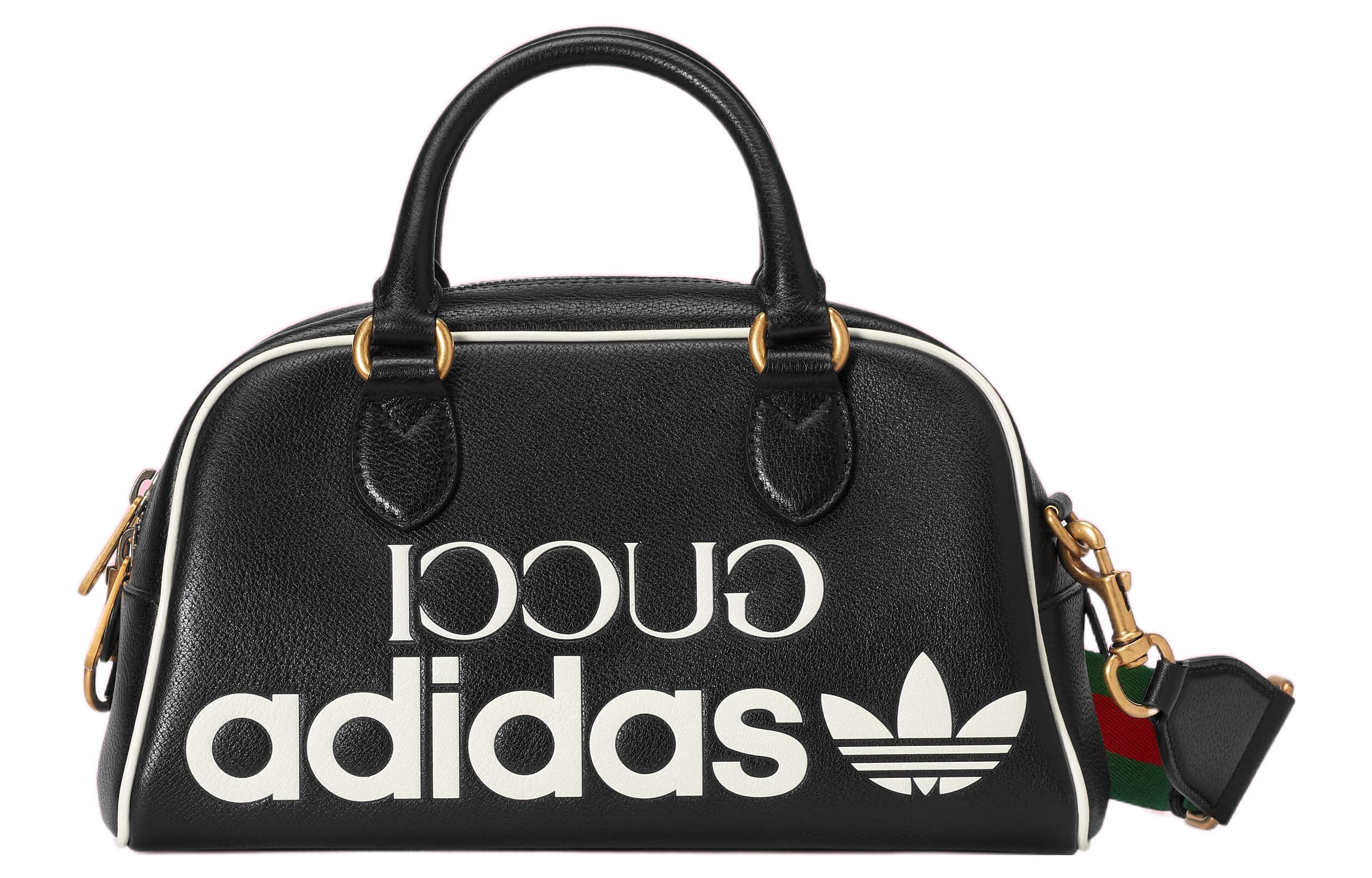 

GUCCI Сумка-мессенджер Adidas Collaboration, кожаная, через плечо, дорожная, мини, мужская, черная