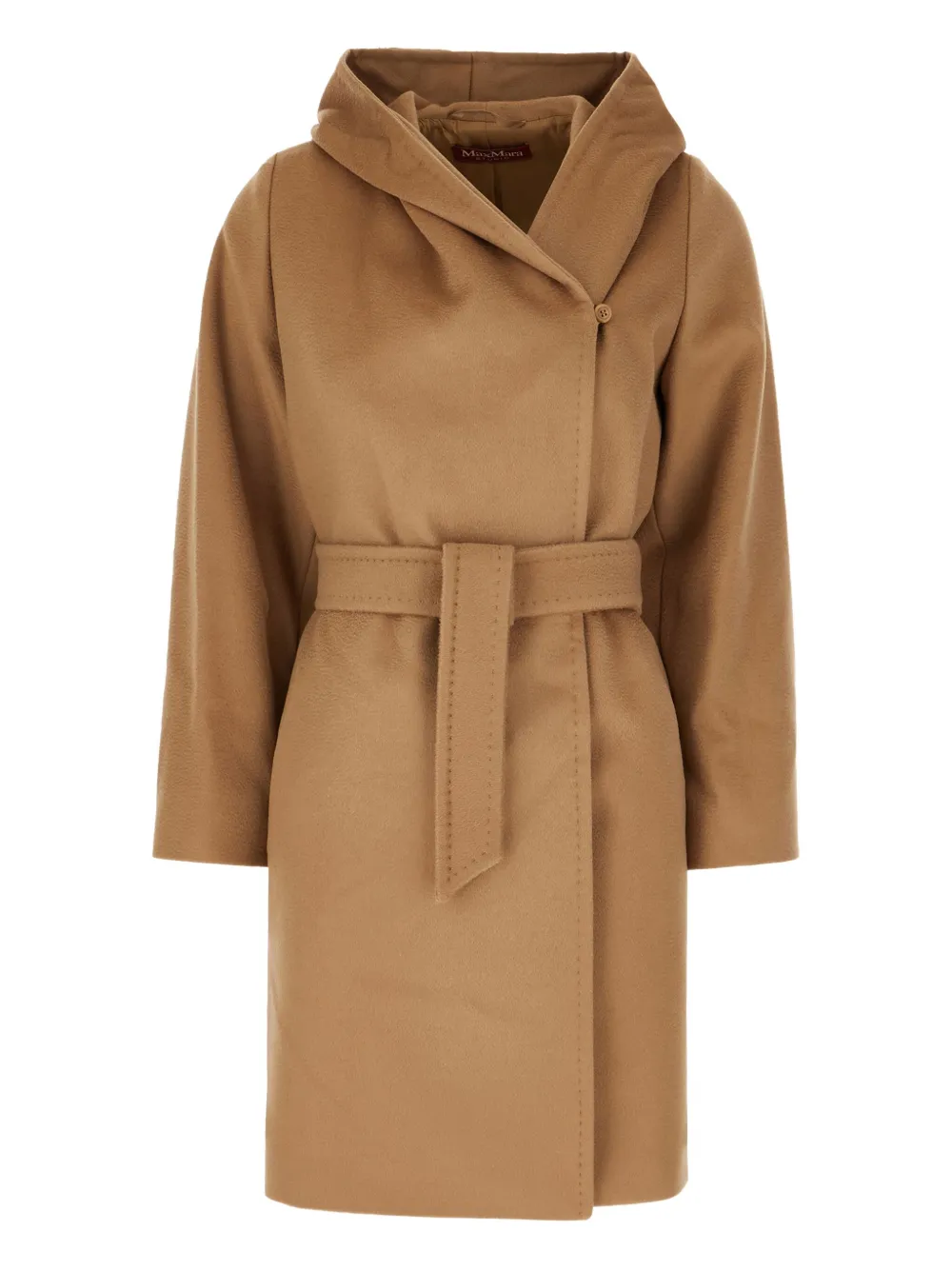 

Шерстяное пальто с капюшоном и поясом MAX MARA, коричневый
