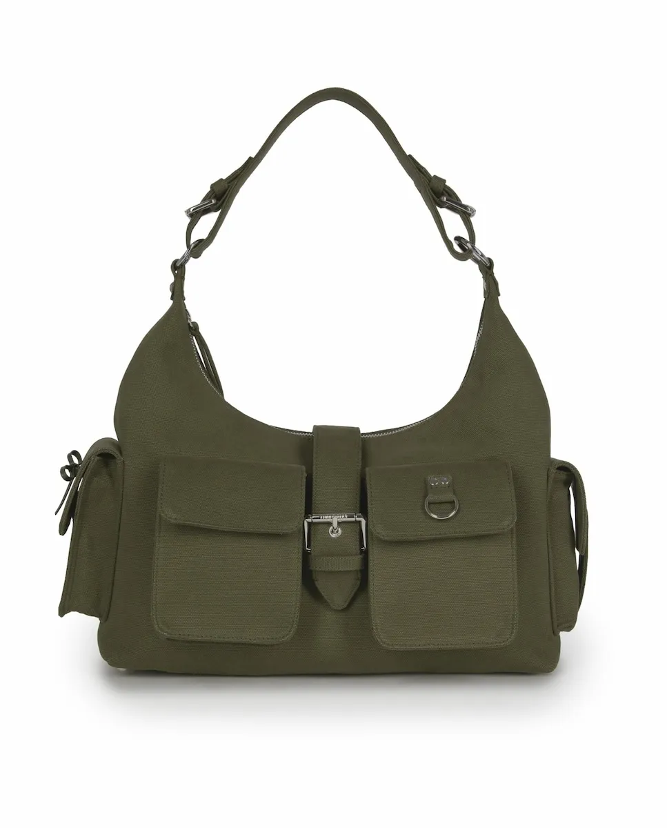 

Сумка через плечо из холста Amelia XL The Kooples, военный зеленый