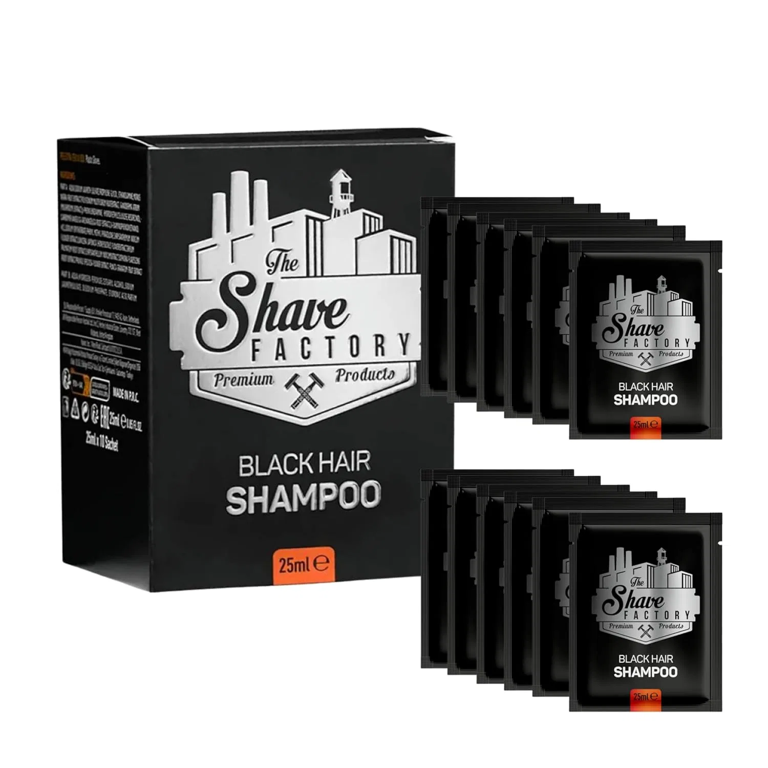 Мужской шампунь-краска для волос «Black Coloring» от THE SHAVE FACTORY, 10 х 25 мл The Shave Factory