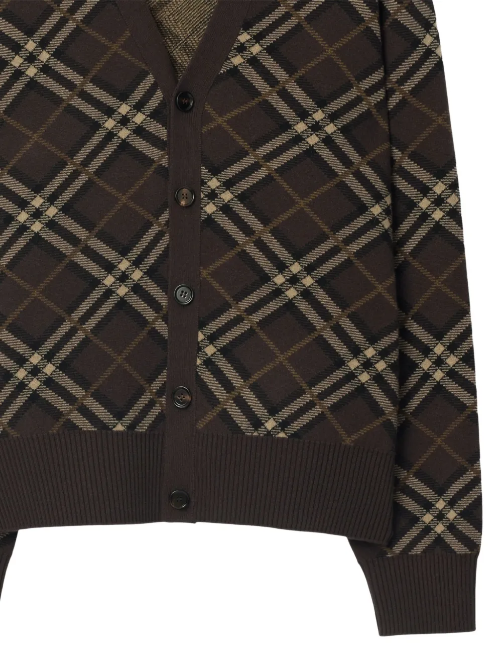 Кардиган Burberry в клетку из шерсти и кашемира, коричневый — фото 2