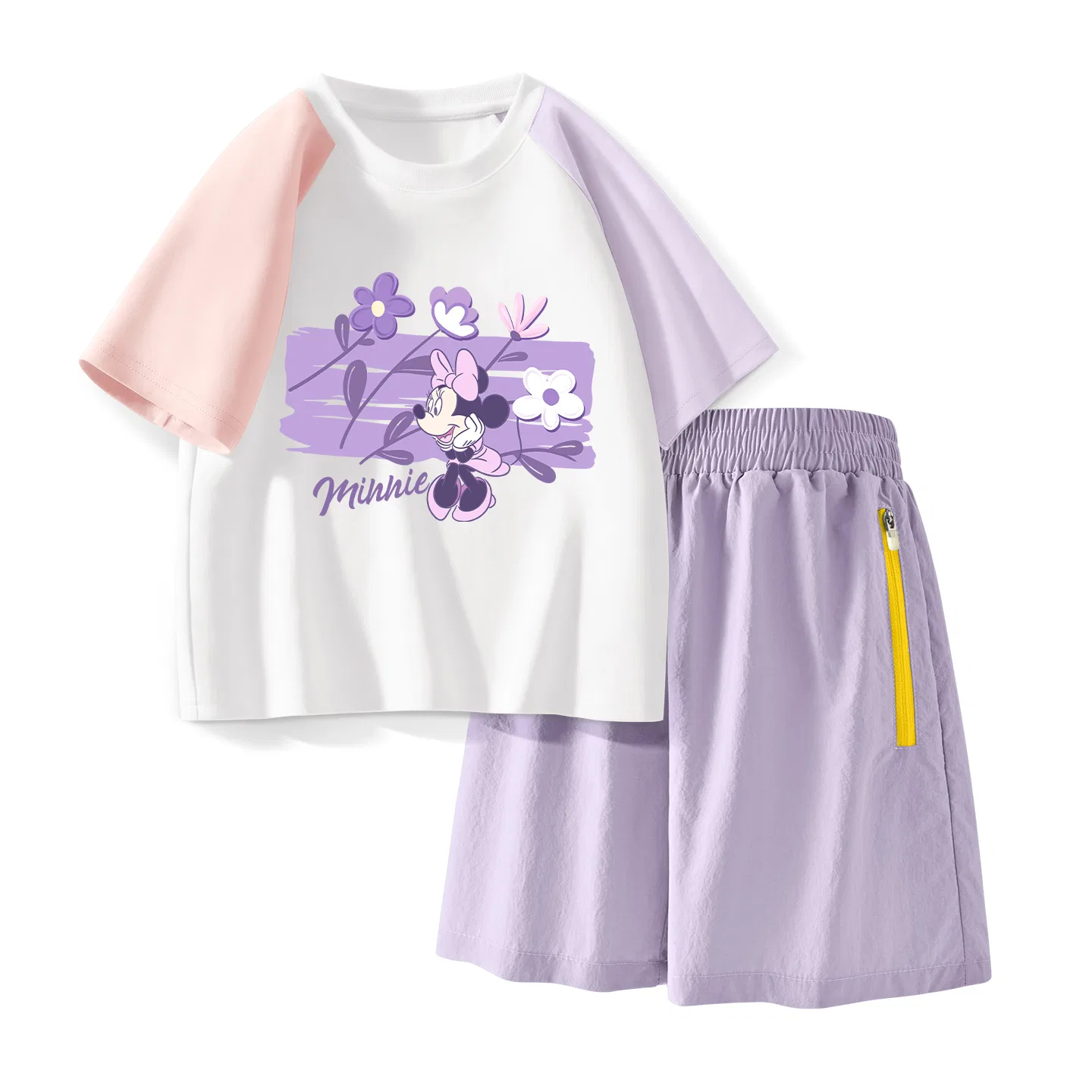 Детский спортивный костюм Casual Sportswear 2 Piece Set Disney, Di Chao Pollen Purple+Solid Color Taro Paste Purple