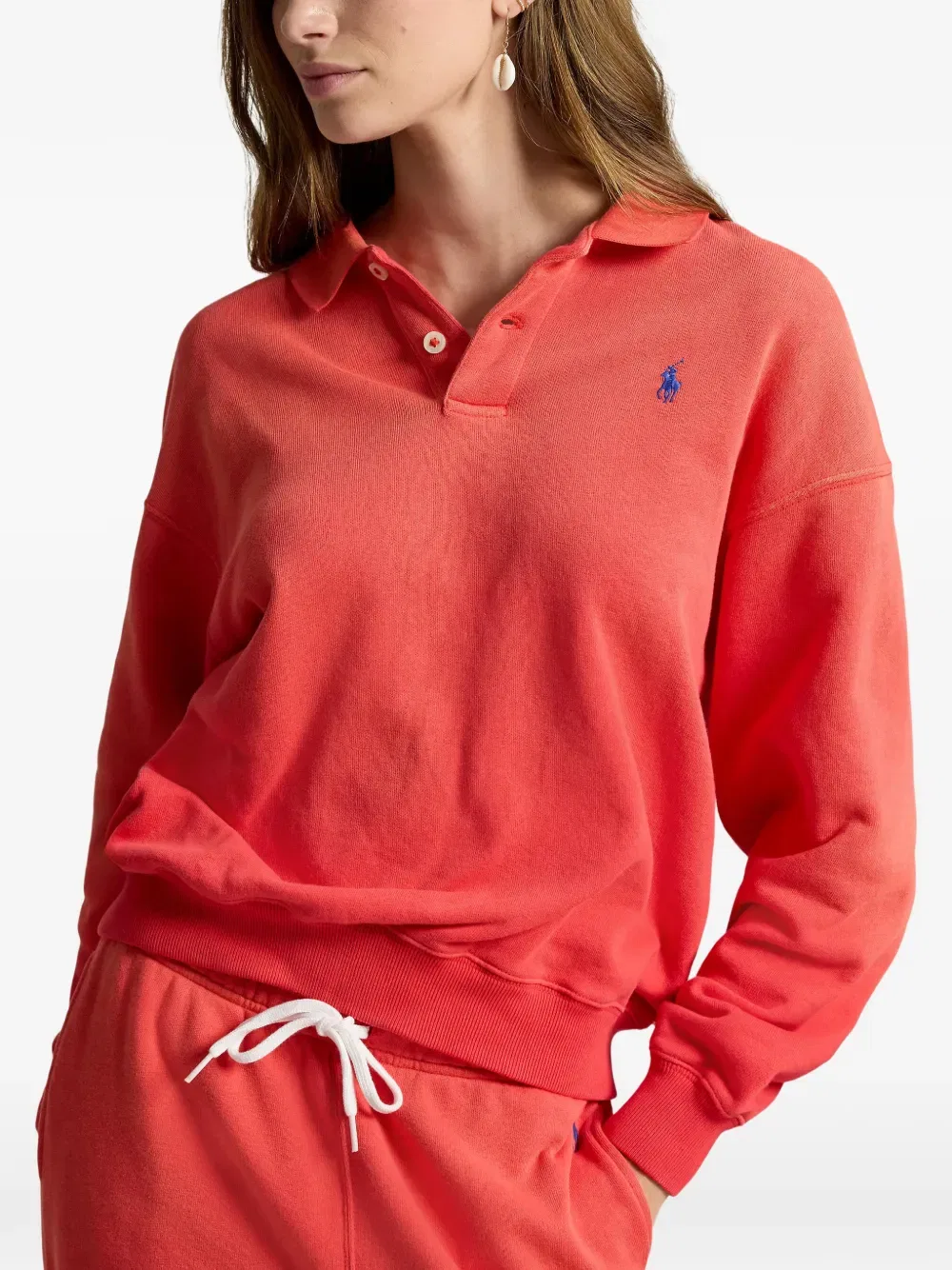 Рубашка-поло с длинными рукавами и вышитым логотипом Polo Ralph Lauren, красный — фото 3