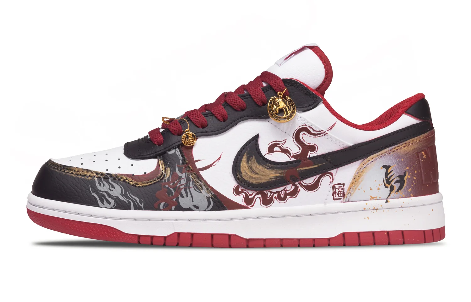 Nike Кроссовки для скейтбординга Big Fiery Flame Horse мужские низкие, устойчивые к истиранию, дышащие, красные, черные, белые — фото 3
