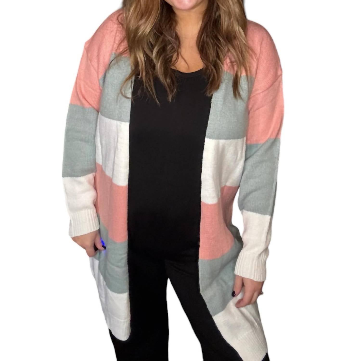 

Кардиган с открытым передом в полоску Colorblock Green Multi Lovesoft